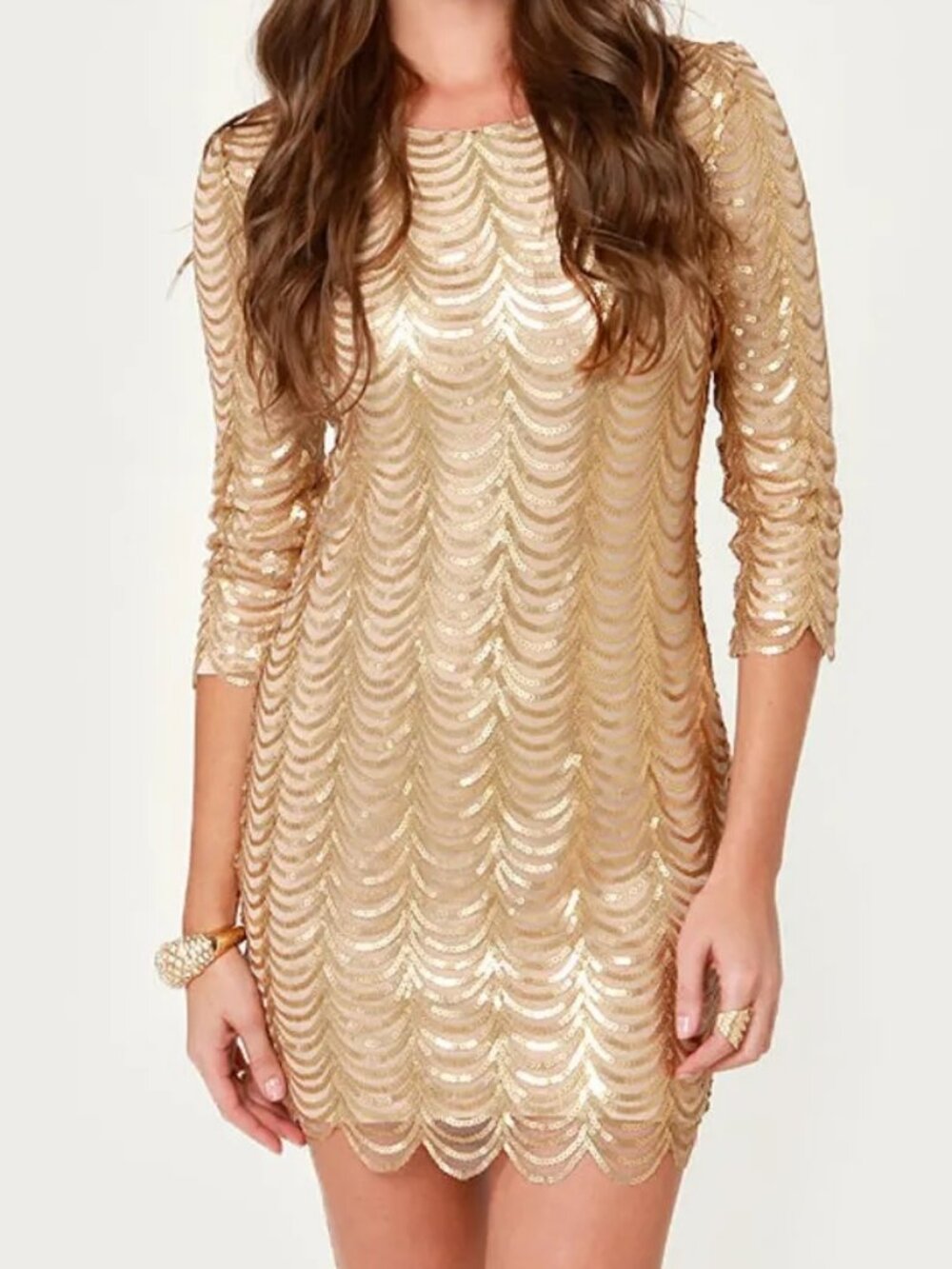 Gold Disco Sequin Party Dress